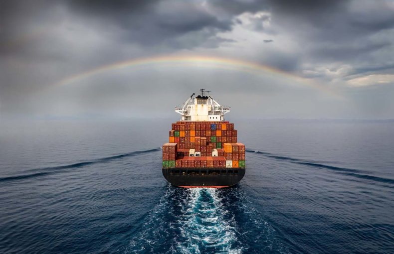 cargo ship at sea